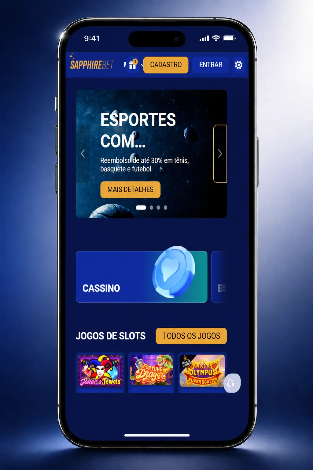 Passo a passo para começar a jogar cassino ao vivo na SapphireBet com cadastro e depósito