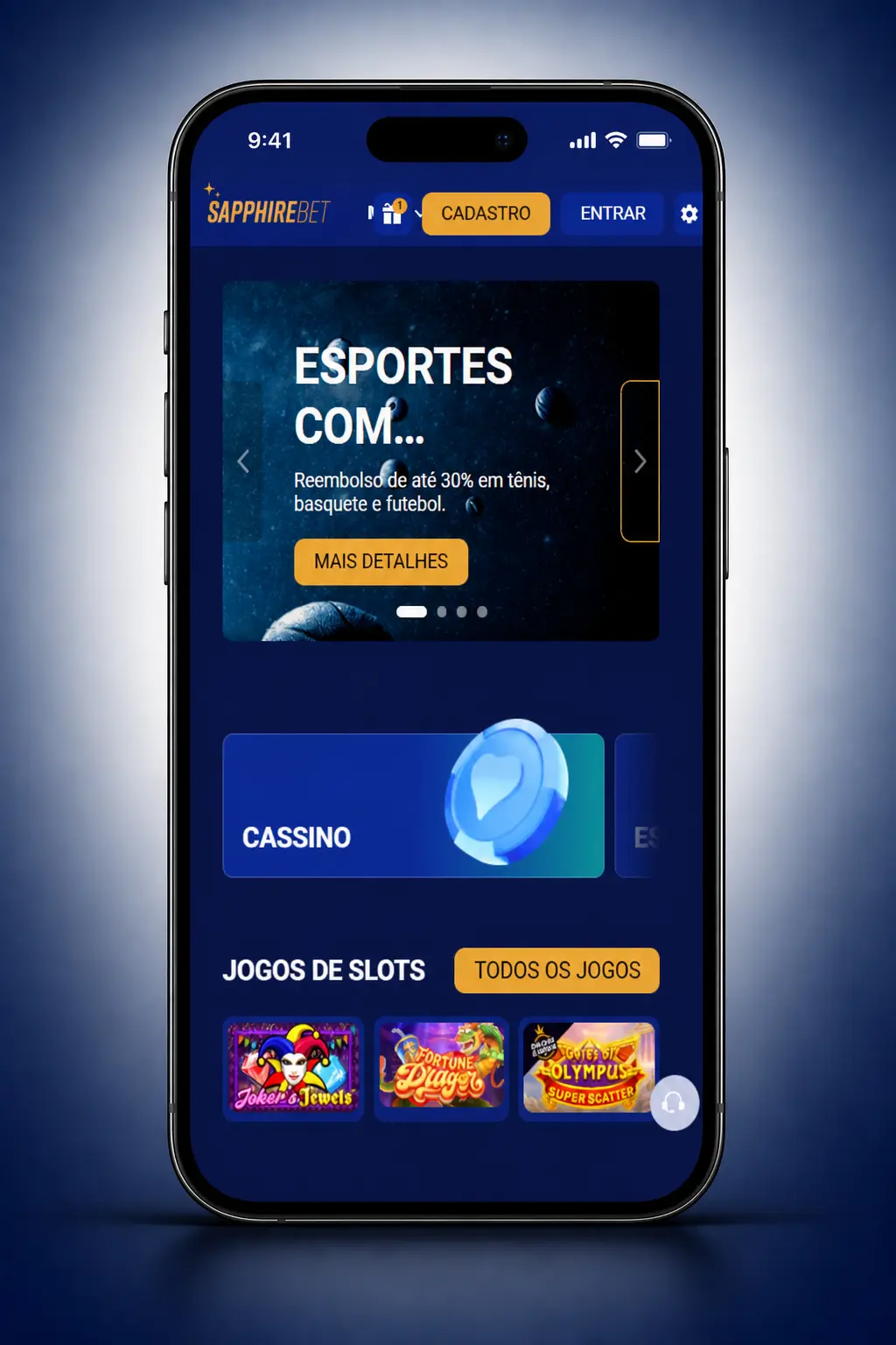 Acesse o lobby de slots na SapphireBet