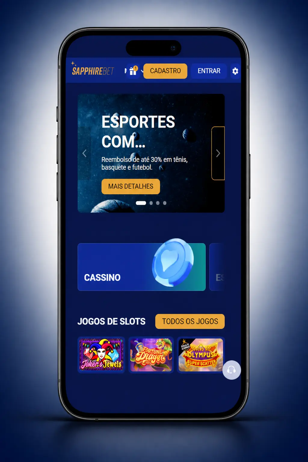 Selecione o modo de jogo na SapphireBet