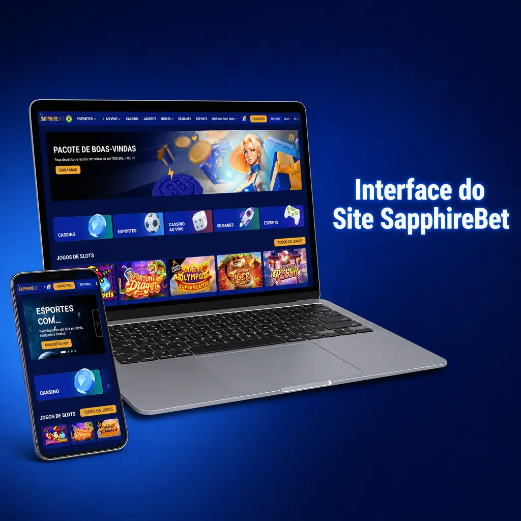 Interface do site SapphireBet com barra de navegação e painel de apostas