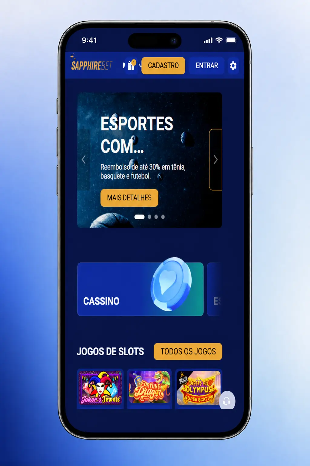Insira suas credenciais na SapphireBet