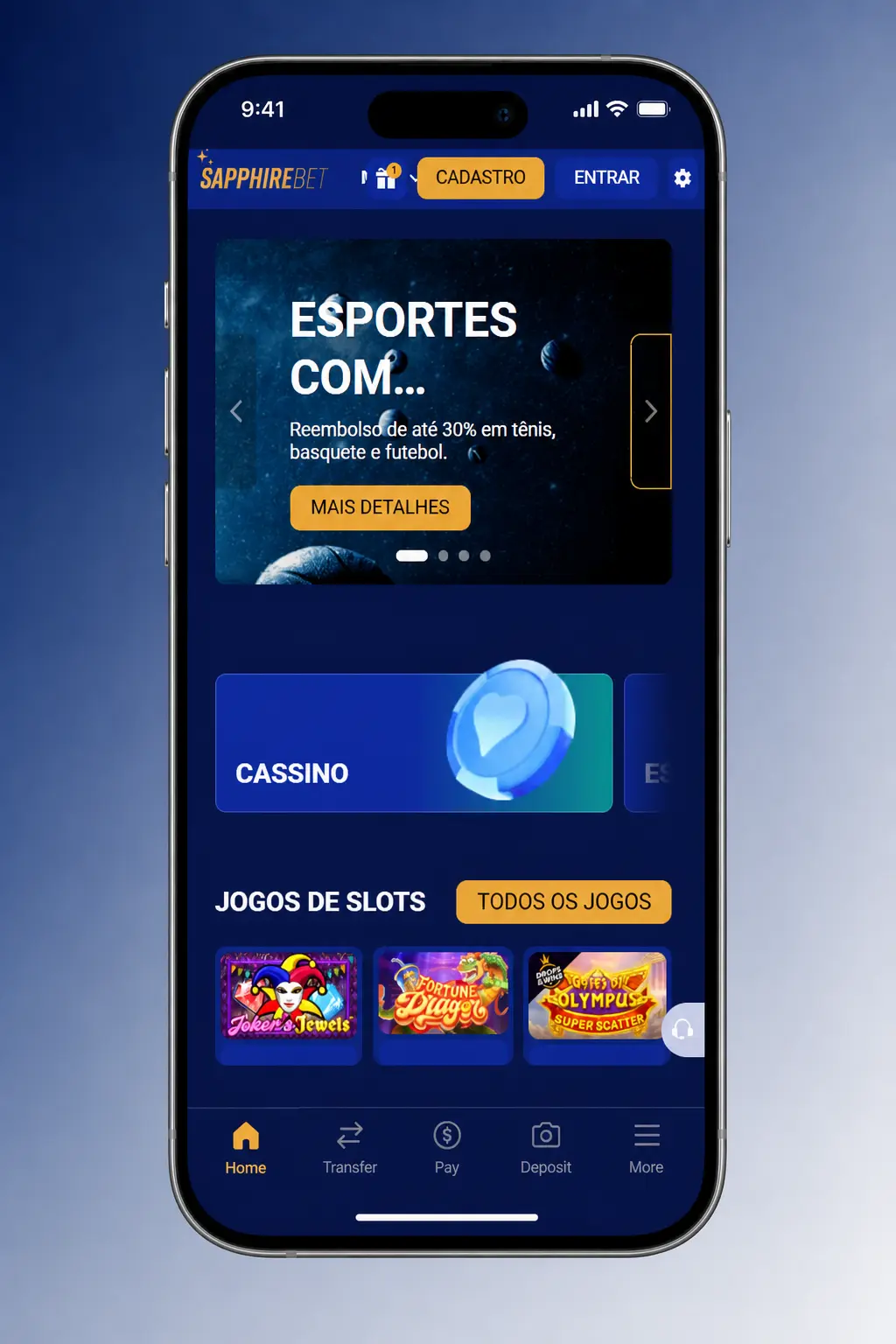 Selecione o evento e o mercado na SapphireBet