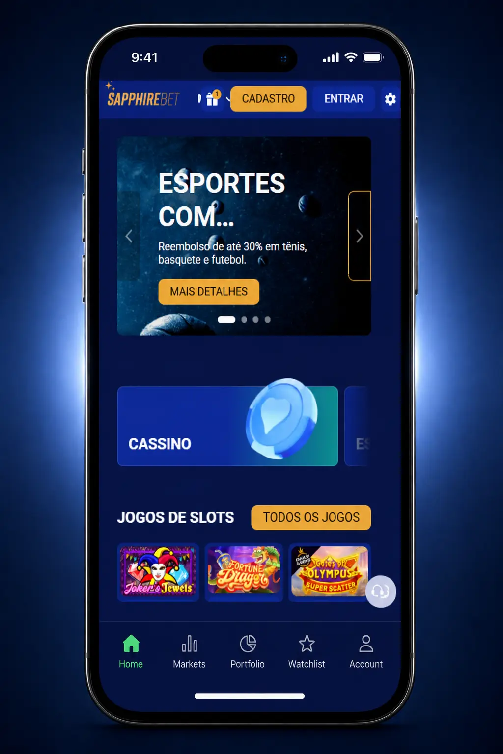 Escolha o esporte na SapphireBet