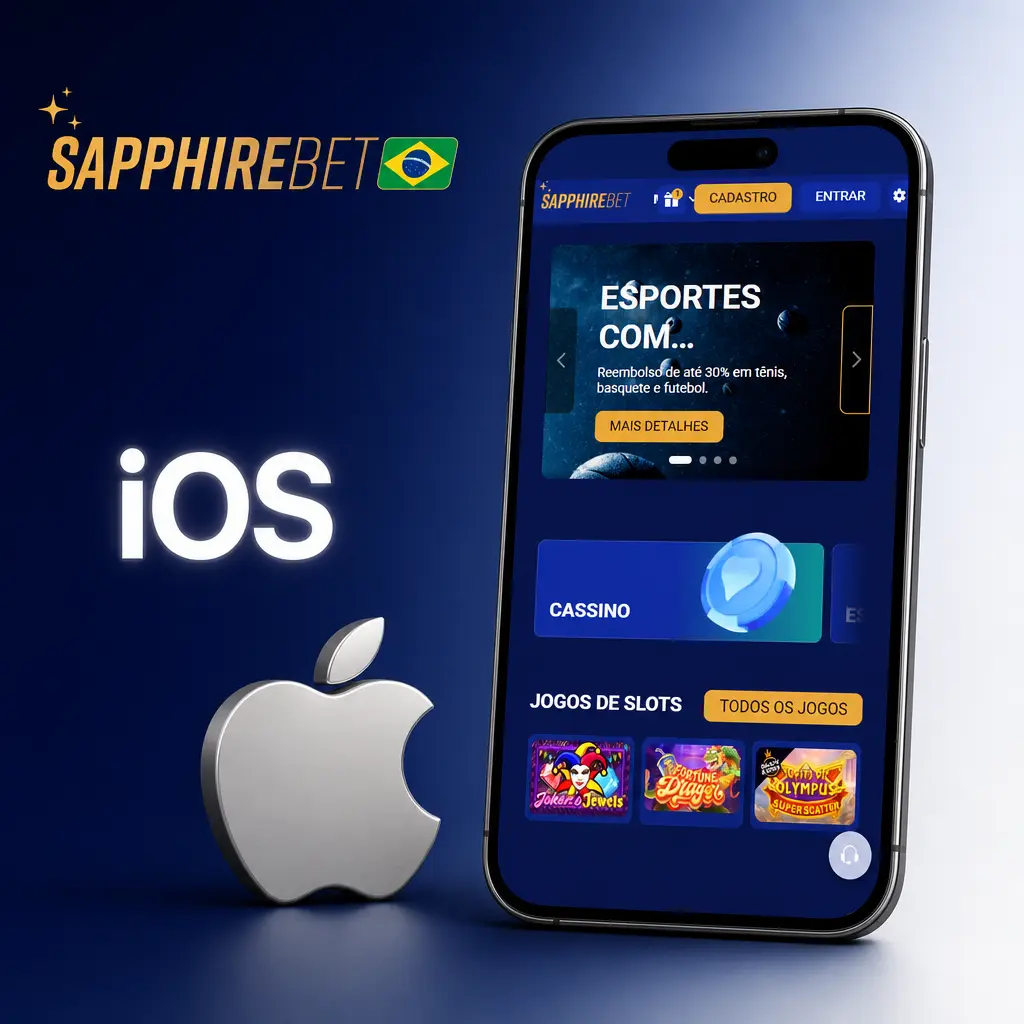 Aplicativo SapphireBet para iOS - acesso pelo Safari